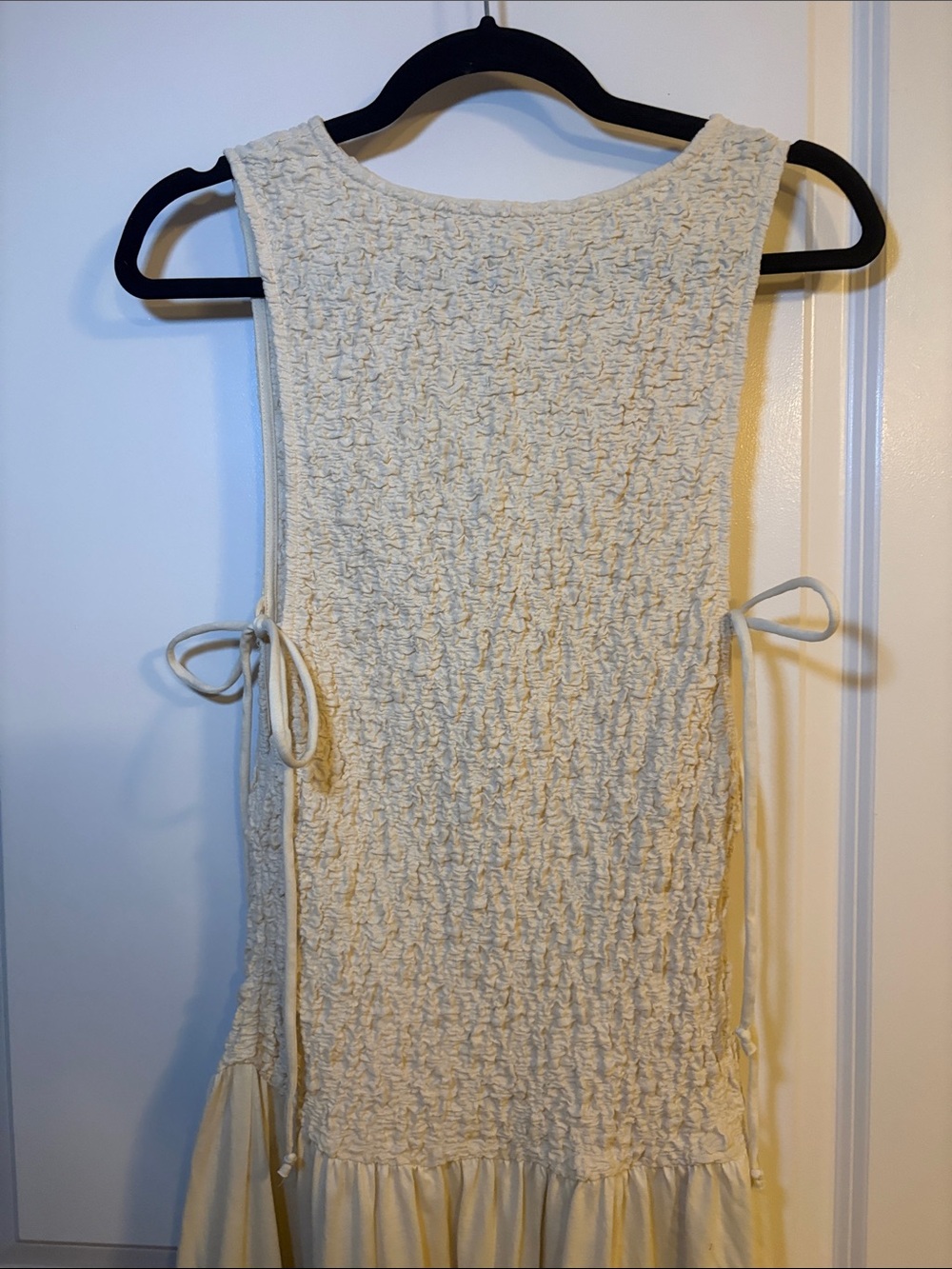 Free People Free-Est Cream Smocked Tiered Maxi Dress with Side Ties - Picture 3 of 8